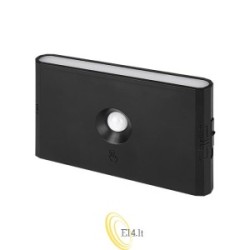 LED akumuliatorinė lempa Wolf PIR juoda 3CCT