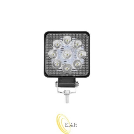 LED darbinė lempa 10-30V 27W 9LED kvadratinė WR