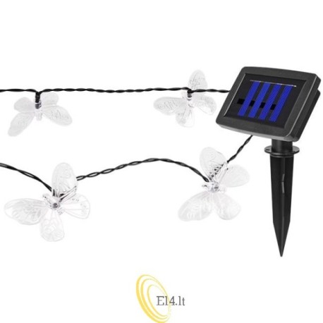 Saulės energija maitinama LED girlianda 20 LED 580 cm drugelis