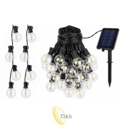 Saulės energija maitinama LED girlianda 20 m, 20x E12, 2700K, su nuotolinio valdymo pulteliu