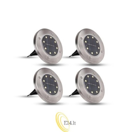 LED saulės lempa 8xSMD sodo įsmeigiama - 4 vnt.