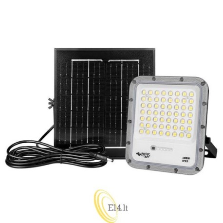 Saulės energija maitinamas LED SMD prožektorius Miki 100W su nuotolinio valdymo pultu 4500K