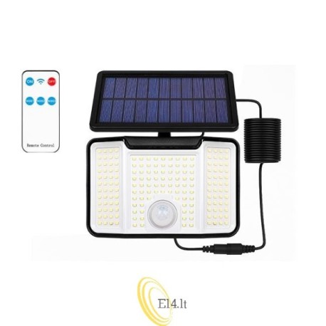 LED saulės prožektorius 172xSMD PIR su nuotolinio valdymo pultu