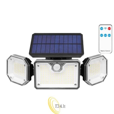 LED saulės prožektorius 226xSMD PIR su nuotolinio valdymo pultu