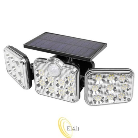LED saulės prožektorius IP65 138SMD PIR su nuotolinio valdymo pultu