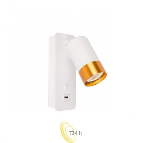 LED sieninis šviestuvas skaitymui GU10 USB A Klemens