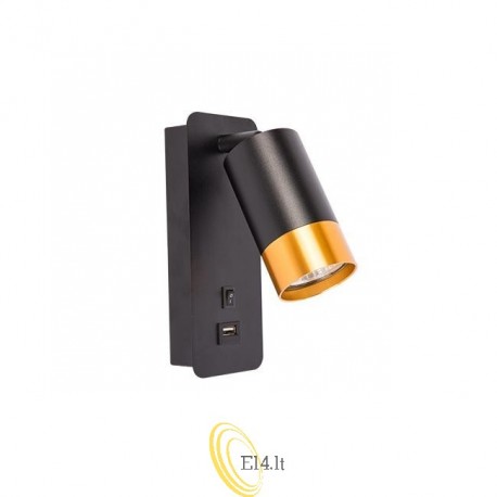 LED sieninis šviestuvas skaitymui GU10 USB A Klemens