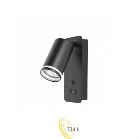 LED sieninis šviestuvas skaitymui GU10 USB 55mm