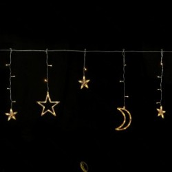Saulės energija Girliandos, stars ir moons (wave), Šiltai balta, 3m+3m*0.6m, 12strips 12 strips