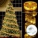 3AA Baterijomis maitinama Girliandos 5cm Golden Star Ribbon Šiltai balta 5m