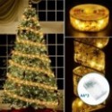 3AA Baterijomis maitinama Girliandos 5cm Golden Star Ribbon Šiltai balta 5m