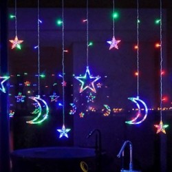 Saulės energija Girliandos, stars ir moons (wave), RGBY, 3m+3m*0.6m, 12strips 12 strips