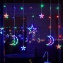 Saulės energija Girliandos, stars ir moons (wave), RGBY, 3m+3m*0.6m, 12strips 12 strips
