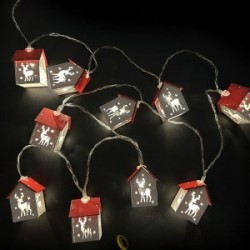 3AA Baterijomis maitinama Girliandos - wooden pendant deer in the house, Šiltai balta, 3m ,IP20 Vidaus