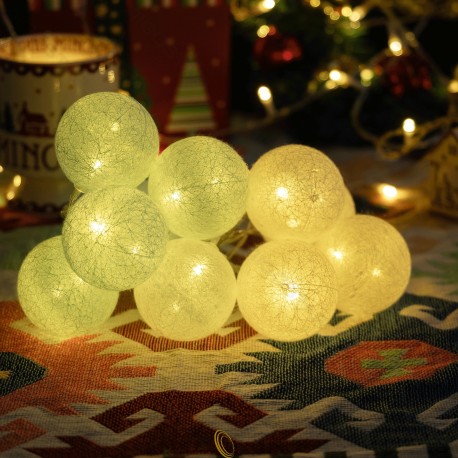 3AA Baterijomis maitinama Girliandos Cotton Kamuoliukas šviesa Mint Green ir White Šiltai balta 2m